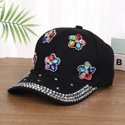 Colorful Flower Shining Baseball Cap Unique Stylish Cowboy Hat