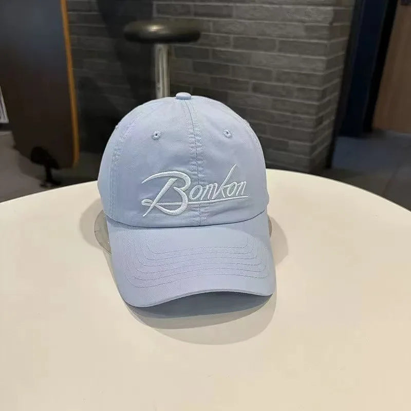 Unisex Washed Denim Baseball Caps Letter Embroidery Kpop Cotton Cap For Women Men