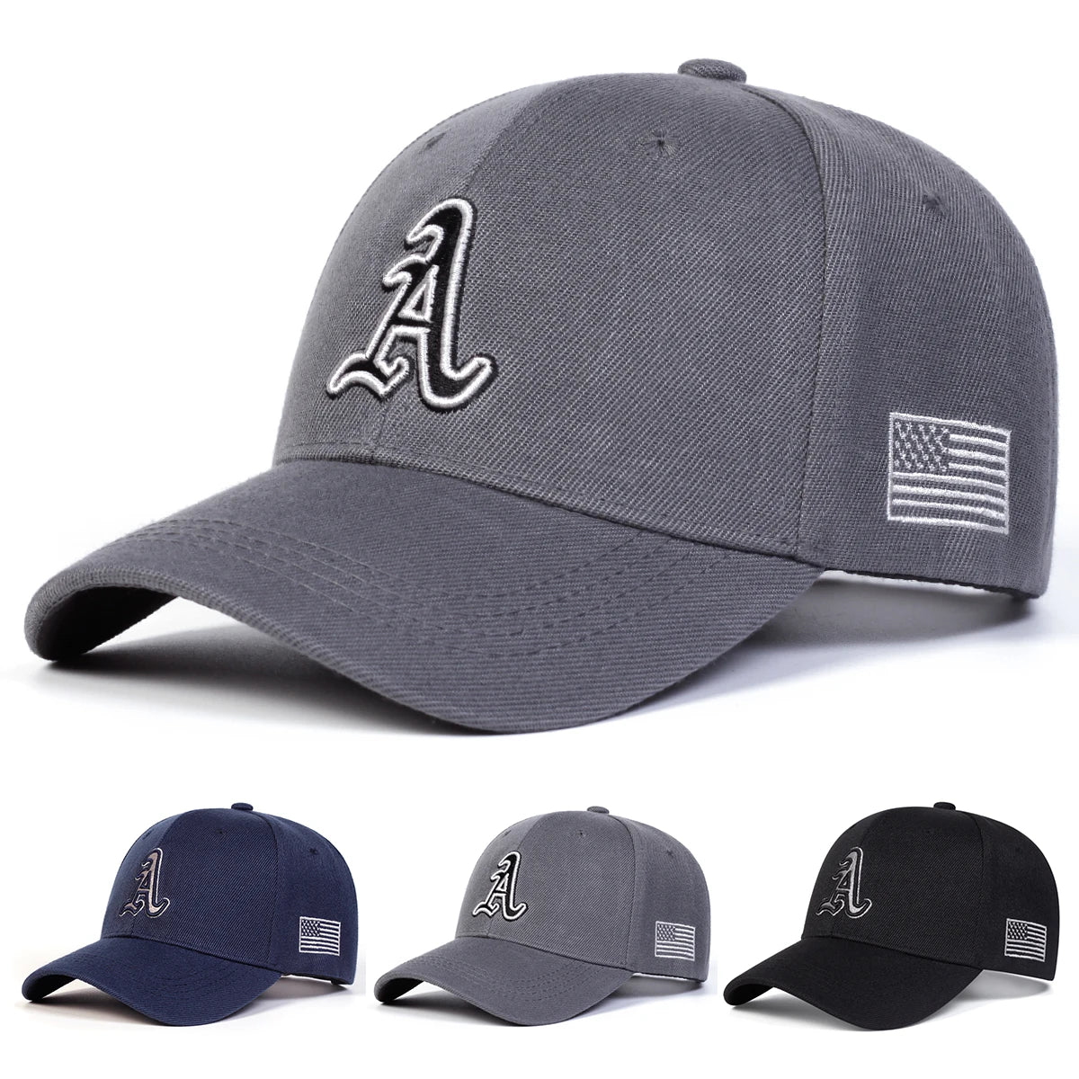 Unisex A Letter Embroidery Side American Flag Baseball Cap Spring Autumn Outdoor
