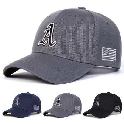 Unisex A Letter Embroidery Side American Flag Baseball Cap Spring Autumn Outdoor