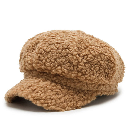 Fashion Lamb Wool Berets Women Autumn Winter Painter Hat Octagonal Cap