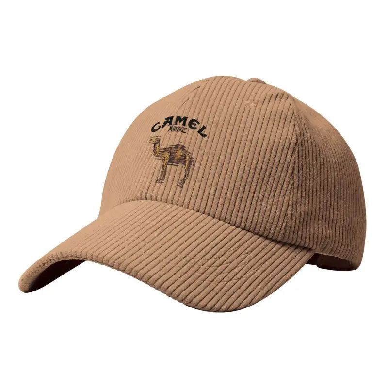 Camel Mirage Print Baseball Cap Soft Cozy Corduroy Hat Daily Casual