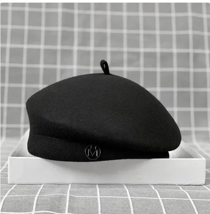 Classic Ladies Beret Hat Fancy Wool Felt Hat Warmer Winter Hat Cap