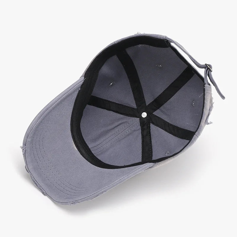 Washed Distressed Spring/Summer Soft-Top Coated Plain Baseball Cap