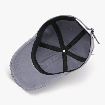 Washed Distressed Spring/Summer Soft-Top Coated Plain Baseball Cap
