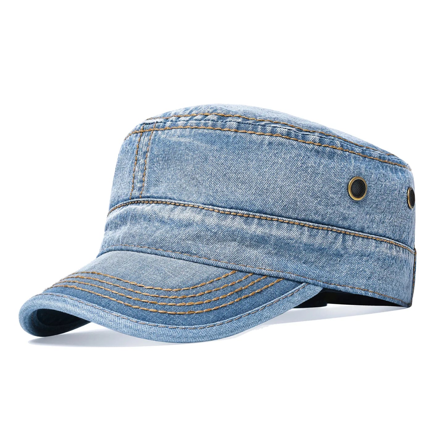 Denim Army Cap Men Washed Cotton Bucket Hat