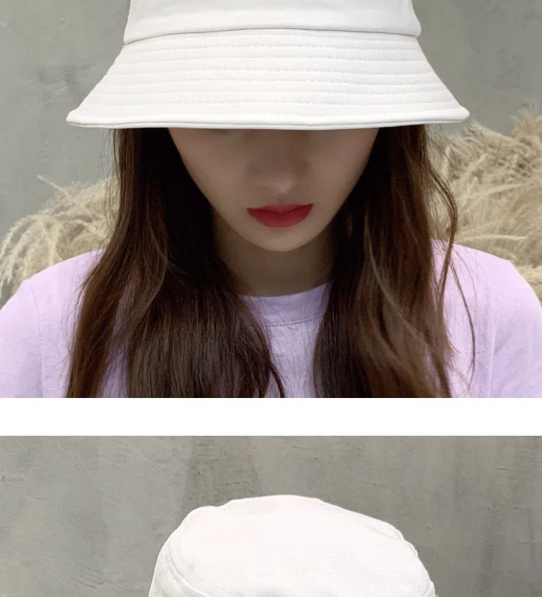 Fashion Bucket Hats Solid Panama Sunscreen Fisherman Cap Outdoor Beach Sun Cap Hat For Women Men