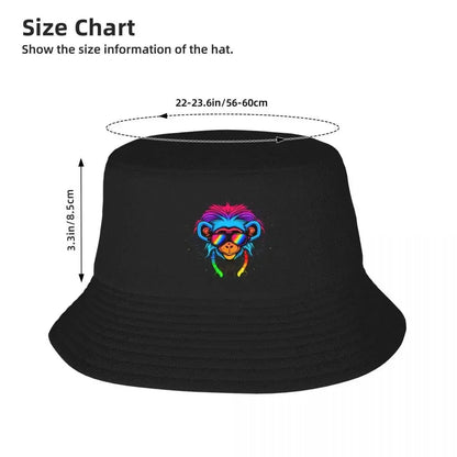 Rainbow Logo Happy Monkey. Bucket Hat Summer Hat
