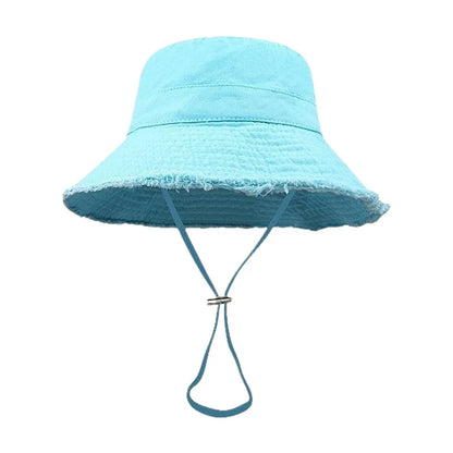 100% Cotton Washed Frayed Edge Bucket Hat
