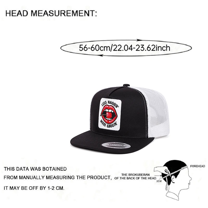 New Baseball Hat Red Lips Cherry Embroidered Flat Edge Hat Daily Leisure Decoration Sunshade Hat Unisex Hat