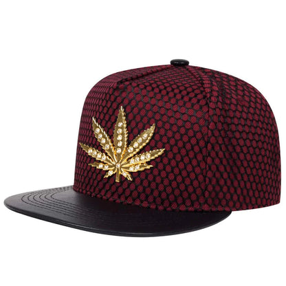 Unisex Diamond Hemp Leaf Label Hip-Hop Hats Spring Autumn
