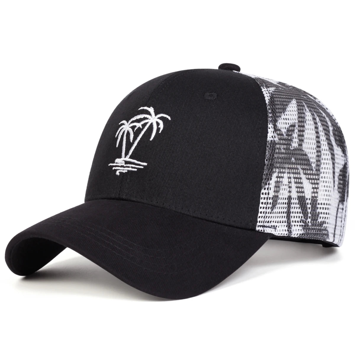 Unisex Coconut Tree Embroidery Baseball Net Caps Spring and Summer