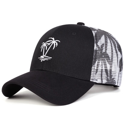 Unisex Coconut Tree Embroidery Baseball Net Caps Spring and Summer