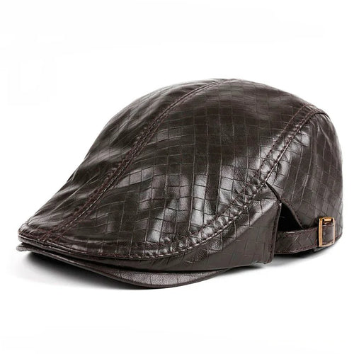 New 2025 Men Genuine Leather Sheepskin Duckbill Boina Thin Berets