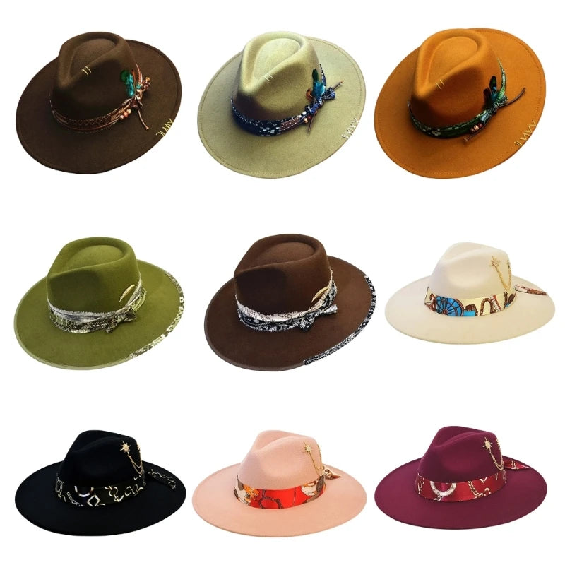 Fedoras Felt Hats Men Actors Perform Hat Homburg Panama Props Western Party Caps