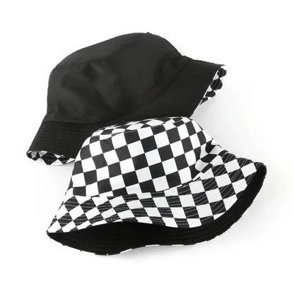 Double Sided Plaid Bucket Hats for Women and Men