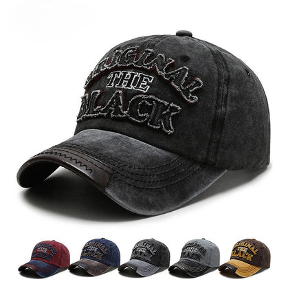 Men's Retro Washed Cloth Alphabet Baseball Cap Curved Brim Old Cap Spring and Autumn