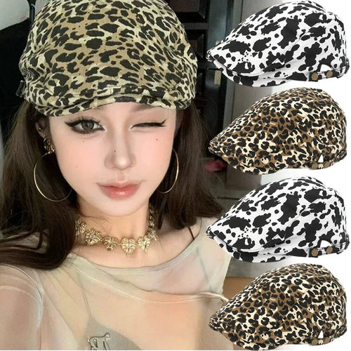 Spring Women's Retro Leopard Print Forward Cap