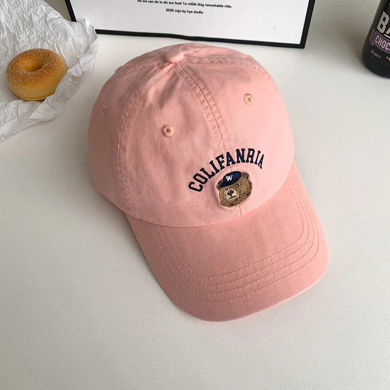Casual Embroidered Bear Baseball Hat