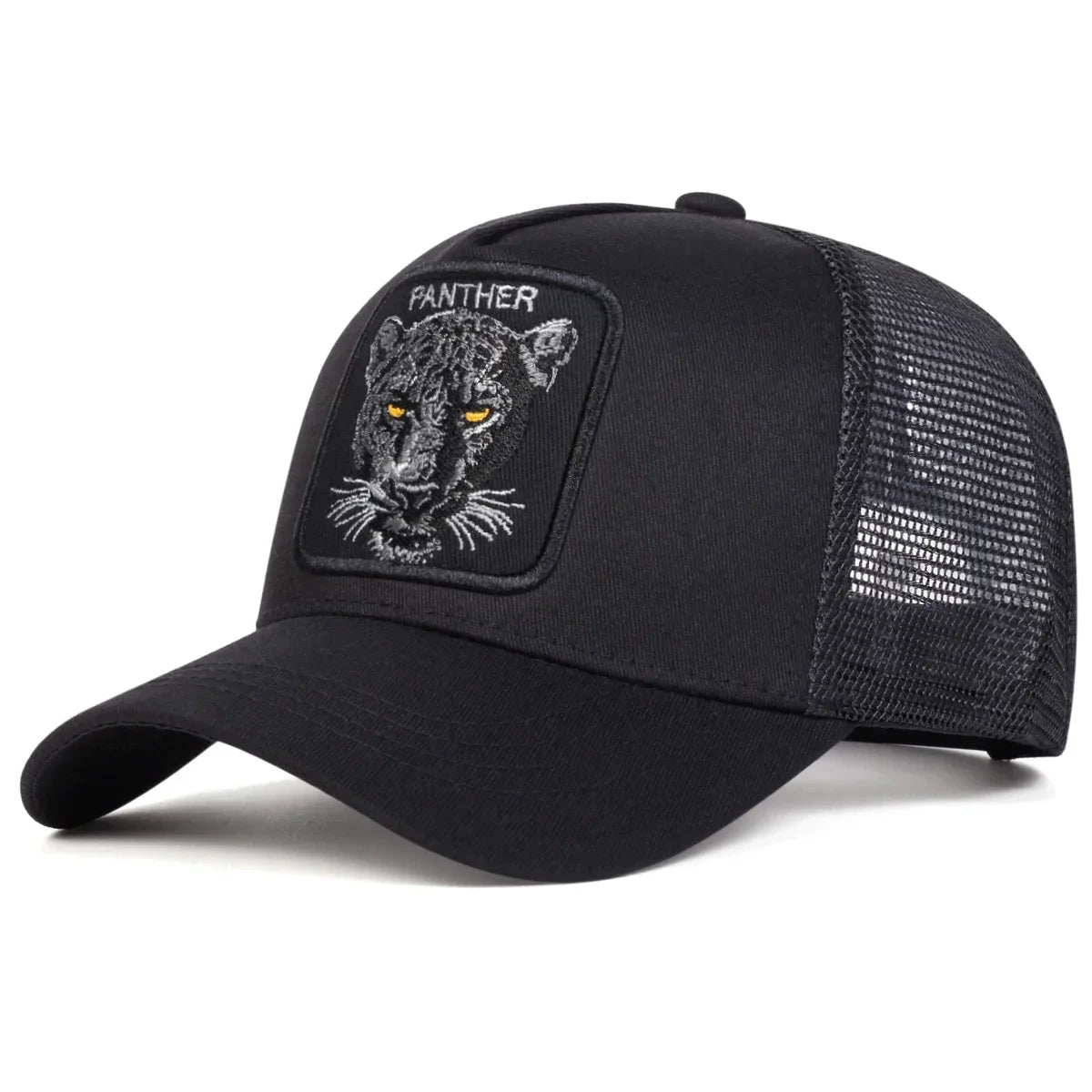 Unisex Panther Embroidery Baseball Net Caps Spring and Summer Sports Cap