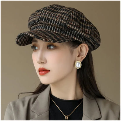 British Style Ladies Octagonal Hat Spring And Autumn