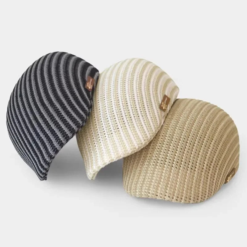Men's Forward Hat Breathable Linen Knitted Duck Tongue Hat Summer