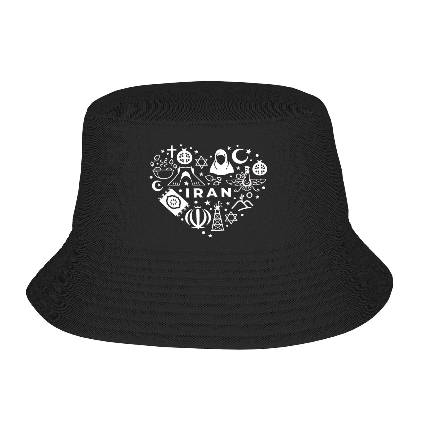 Men Women Iran Flag Lion and Sun Bucket Hat Portable Fisherman Hats