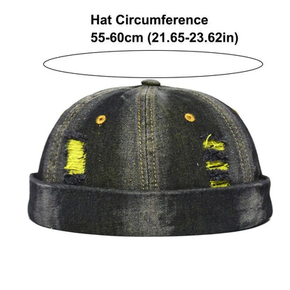 Fashion Vintage Docker Cap Rolled Cuff Adjustable Melon Cap