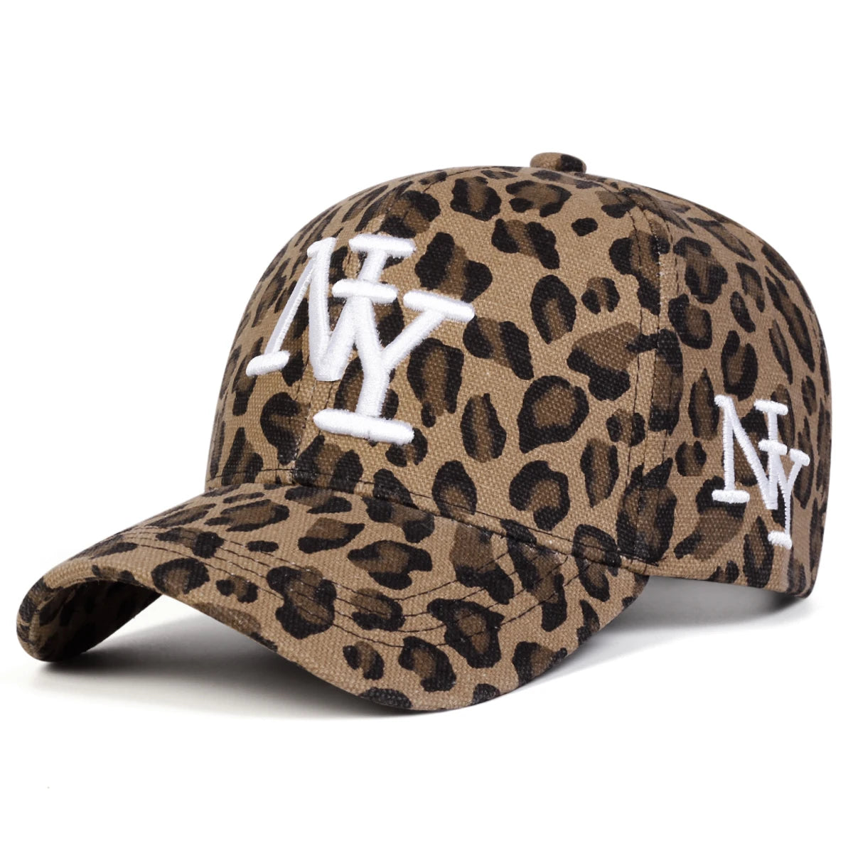Unisex NY Letter Embroidery Leopard Print Baseball Caps Spring Autumn