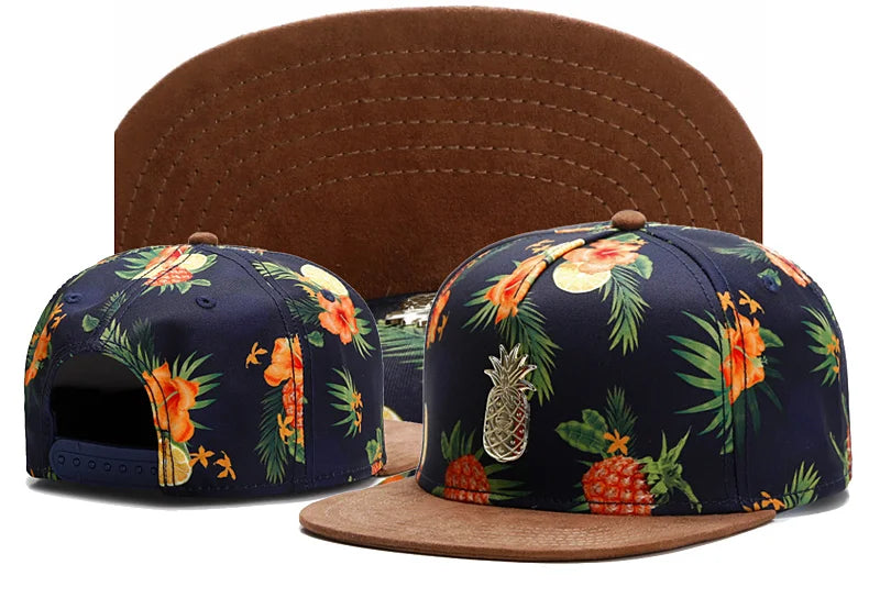 Fashion Hat American style FRUITY SUMMER CAP Metal Pineapple Hip Hop Hat Unisex Flat Brimmed Hat
