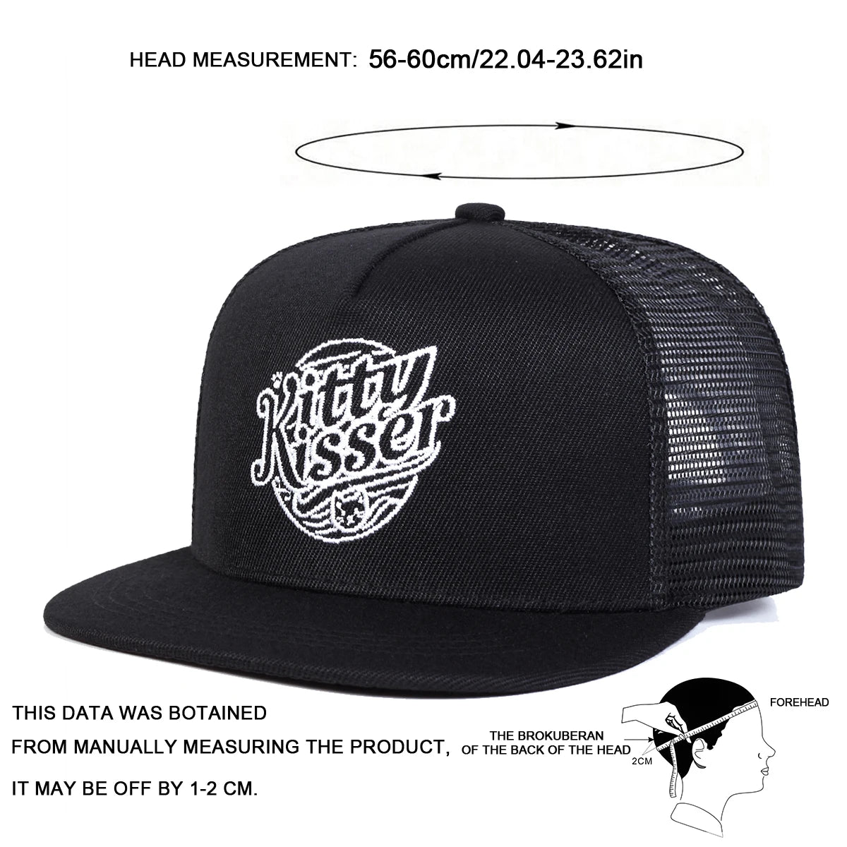 Unisex Kitty Kisser Letter Embroidery Hip-Hop Net Hats