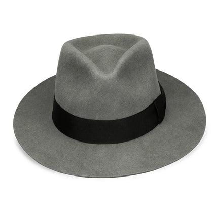 New British 100% Wool Felt Hat Men Fedora Big Size Raw Edge Brim Satin Lined Gangster Hat