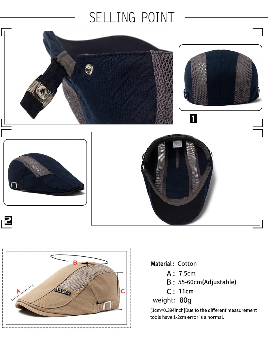 Mesh Cap Beret For Men Fashion Letter Label Berets Summer Cotton