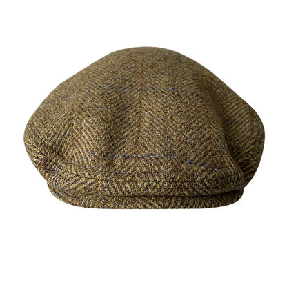 Striped Gray New Wool Flat Cap Men's Keep Warm Gatsby Ivy Cap