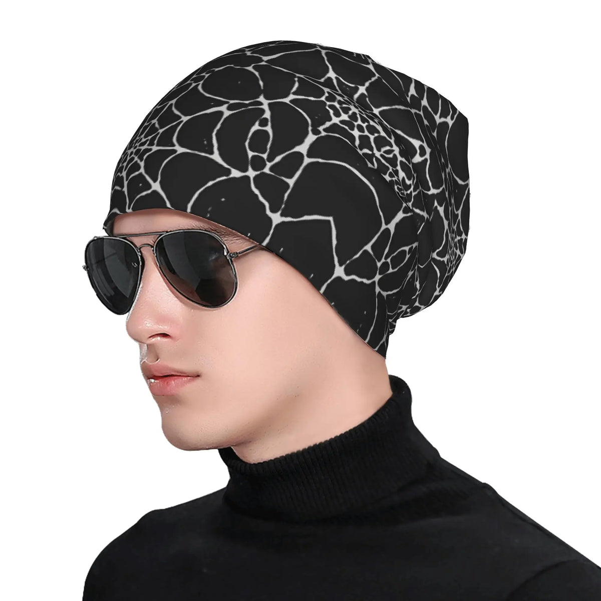 Black Spider Web Texture Beanie Hats Knitted Hat Outdoor Elastic Men Women Caps
