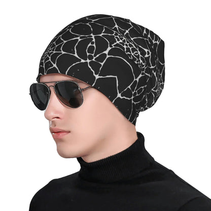 Black Spider Web Texture Beanie Hats Knitted Hat Outdoor Elastic Men Women Caps