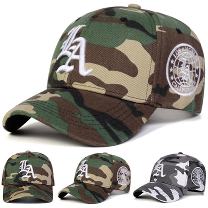 Unisex Gothic LA Embroidery Camouflage Baseball Caps