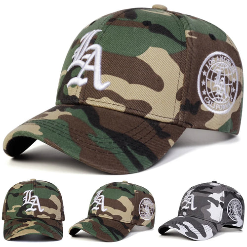 Unisex Gothic LA Embroidery Camouflage Baseball Caps