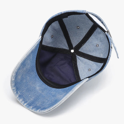 Stylish Distressed Washed Denim Baseball Cap Women Men
