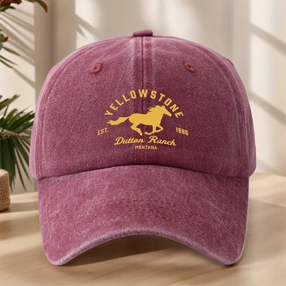 Yellowstone Horse Print Baseball Cap, Classic Retro Duckbill Cap