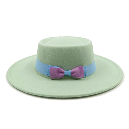 New Oversized Edge Flat Top Hat Retro French Felt Hat