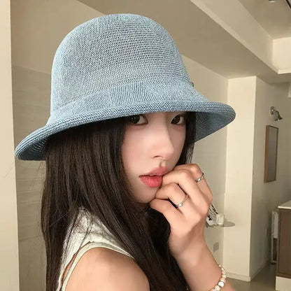 Cuffed Knitted Openwork Fisherman's Hat