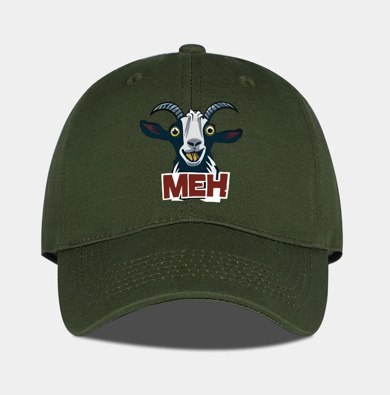 Goat Head MEH Print Soft Top Baseball Cap Soft Comfortable Breathable Adjustable Playful Quirky Trendy Fashionable Unisex