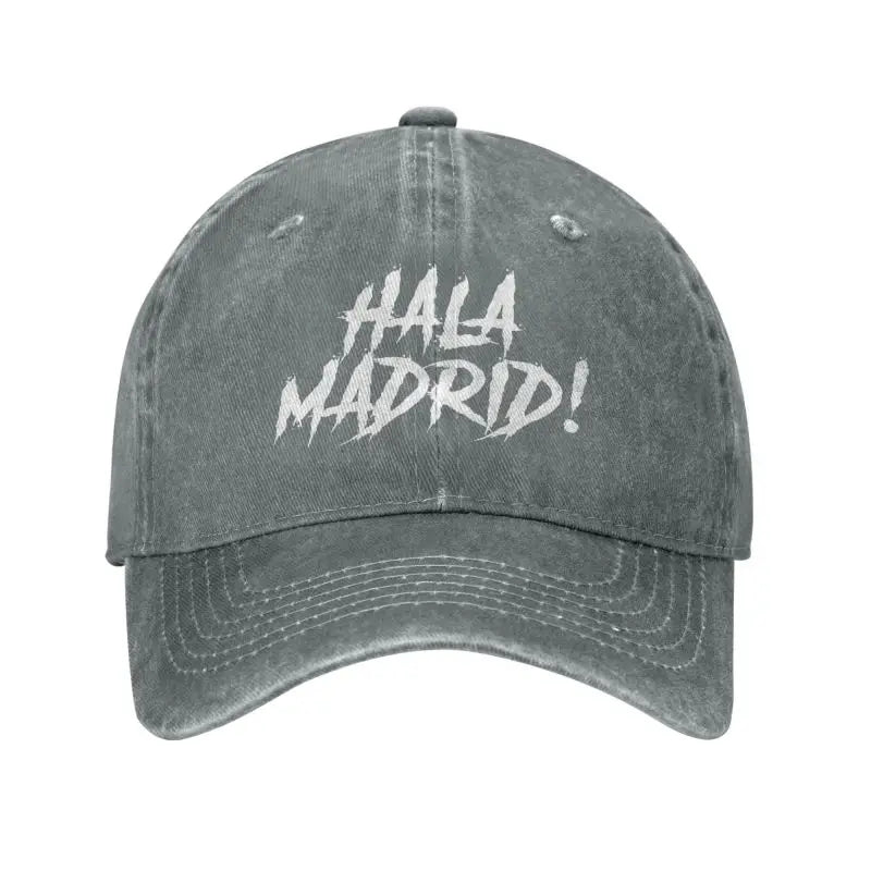 Hala Madrid Letters Print Cotton Denim Baseball Cap