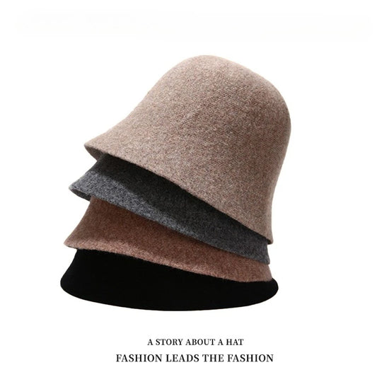 New Fashion Autumn Winter Wool Bucket Hat Women