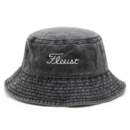 Vintage Washed Bucket Hat Fish Logo Hat for Men Women Bucket Hats