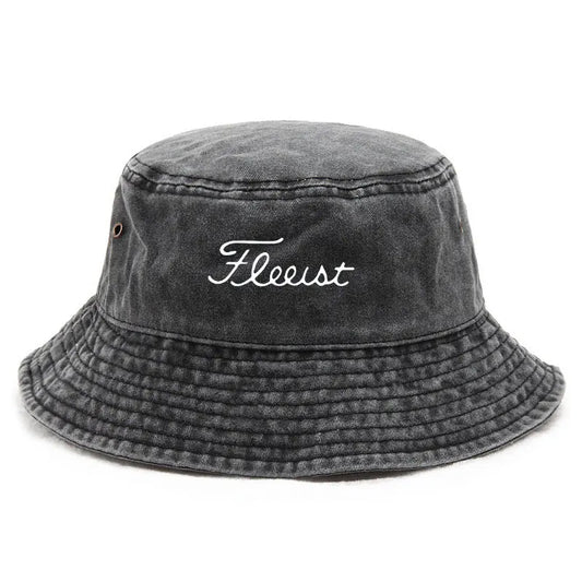 Vintage Washed Bucket Hat Fish Logo Hat for Men Women Bucket Hats