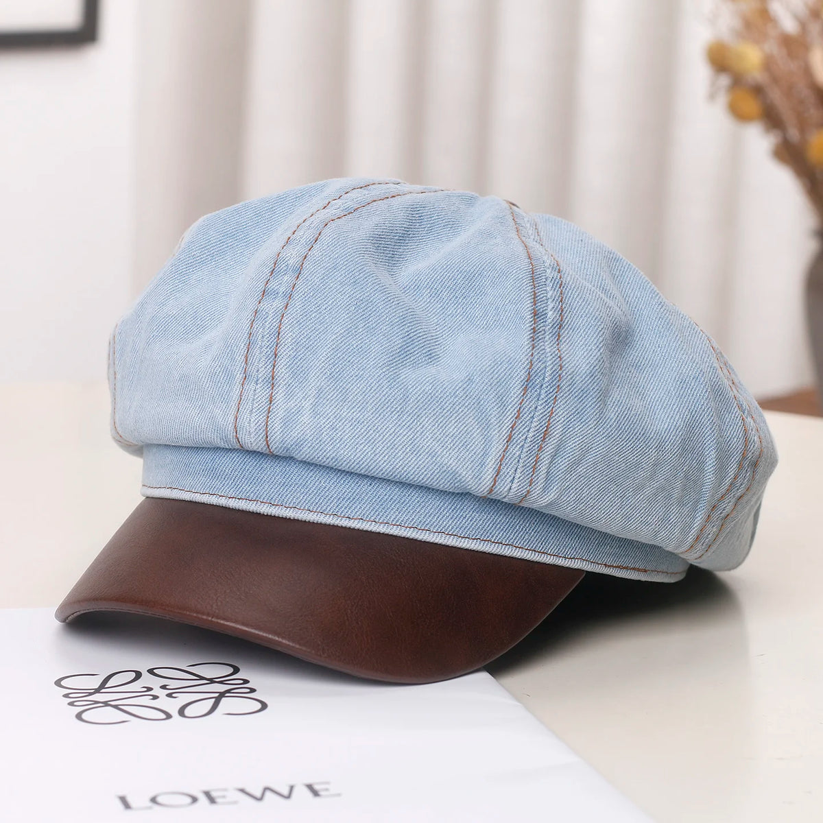 Vintage Washed Denim Newsboy Cap