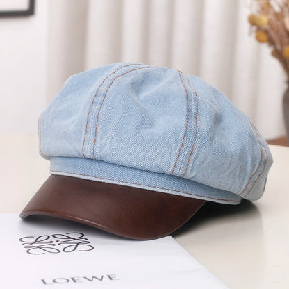 Vintage Washed Denim Newsboy Cap