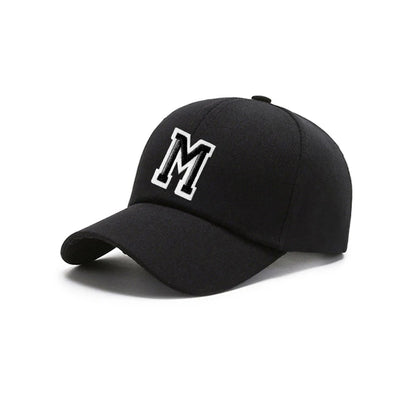 Black Unisex 26 A-Z Letter Baseball Cap, Adjustable Casual Breathable Sunscreen Cap